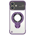 For iPhone 12 Frameless MagSafe Magnetic Holder Phone Case(Purple)