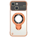 For iPhone 13 Frameless MagSafe Magnetic Holder Phone Case(Orange)