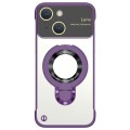 For iPhone 14 Plus Frameless MagSafe Magnetic Holder Phone Case(Purple)