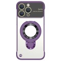 For iPhone 15 Pro Max Frameless MagSafe Magnetic Holder Phone Case(Purple)