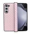 For Samsung Galaxy Z Fold5 Three-piece Set Woven Texture Folding PU Phone Case(Pink)