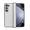 For Samsung Galaxy Z Fold5 Three-piece Set Woven Texture Folding PU Phone Case(White)