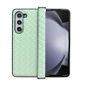 For Samsung Galaxy Z Fold5 Three-piece Set Woven Texture Folding PU Phone Case(Green)