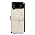 For Samsung Galaxy Z Flip3 Three-piece Set Woven Texture Folding PU Phone Case(Gold)