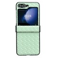 For Samsung Galaxy Z Flip5 Three-piece Set Woven Texture Folding PU Phone Case(Green)