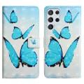 For Samsung Galaxy S24 Ultra 5G Oil Embossed 3D Drawing Leather Phone Case(3 Butterflies)