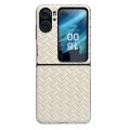 For OPPO Find N2 Flip Woven Texture Folding PU Phone Case(Gold)