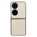 For Huawei P50 Woven Texture Folding PU Phone Case(Gold)