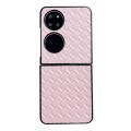 For Huawei P50 Woven Texture Folding PU Phone Case(Pink)