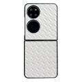 For Huawei P50 Woven Texture Folding PU Phone Case(White)