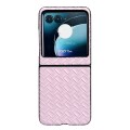 For Motorola Razr 40 Ultra Woven Texture Folding PU Phone Case(Pink)