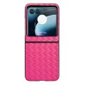 For Motorola Razr 40 Ultra Woven Texture Folding PU Phone Case(Rose Red)