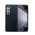 For Samsung Galaxy Z Fold5 Woven Texture Folding PU Phone Case(Black)