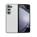 For Samsung Galaxy Z Fold5 Woven Texture Folding PU Phone Case(White)