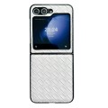 For Samsung Galaxy Z Flip5 Woven Texture Folding PU Phone Case(White)