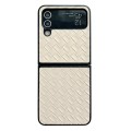 For Samsung Galaxy Z Flip3 Woven Texture Folding PU Phone Case(Gold)