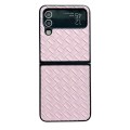 For Samsung Galaxy Z Flip3 Woven Texture Folding PU Phone Case(Pink)