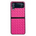 For Samsung Galaxy Z Flip3 Woven Texture Folding PU Phone Case(Rose Red)
