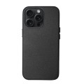 For iPhone 15 Pro Max Lamb Grain PU Back Cover Phone Case(Black)