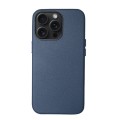 For iPhone 15 Pro Max Lamb Grain PU Back Cover Phone Case(Navy Blue)