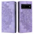 For Google Pixel 6a Totem Embossed Magnetic Leather Phone Case(Purple)