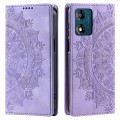 For Motorola Moto E13 Totem Embossed Magnetic Leather Phone Case(Purple)