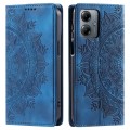 For Motorola Moto G14 Totem Embossed Magnetic Leather Phone Case(Blue)