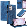For Motorola Moto G53 Totem Embossed Magnetic Leather Phone Case(Blue)