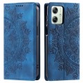 For Motorola Moto G54 Totem Embossed Magnetic Leather Phone Case(Blue)