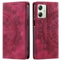 For Motorola Moto G54 Totem Embossed Magnetic Leather Phone Case(Red)