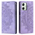 For Motorola Moto G54 Totem Embossed Magnetic Leather Phone Case(Purple)