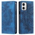 For Motorola Moto G73 Totem Embossed Magnetic Leather Phone Case(Blue)