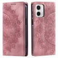 For Motorola Moto G73 Totem Embossed Magnetic Leather Phone Case(Rose Gold)