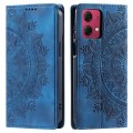For Motorola Moto G84 Totem Embossed Magnetic Leather Phone Case(Blue)