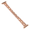 For Apple Watch SE 2023 40mm Hearts Crossed Diamond Metal Watch Band(Rose Gold)