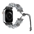 For Apple Watch Series 9 45mm Beaded Onyx Retractable Chain Watch Band(Grey)