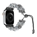 For Apple Watch Series 7 45mm Beaded Onyx Retractable Chain Watch Band(Grey)