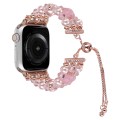 For Apple Watch Series 6 44mm Beaded Onyx Retractable Chain Watch Band(Pink)