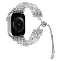 For Apple Watch Series 5 44mm Beaded Onyx Retractable Chain Watch Band(White)