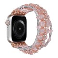 For Apple Watch SE 2023 44mm Beaded Diamond Bracelet Watch Band(Pink)