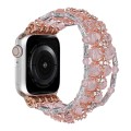 For Apple Watch Series 7 41mm Beaded Diamond Bracelet Watch Band(Pink)