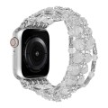 For Apple Watch Series 7 45mm Beaded Diamond Bracelet Watch Band(White)