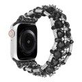 For Apple Watch Series 7 45mm Beaded Diamond Bracelet Watch Band(Black)