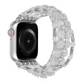 For Apple Watch Series 6 44mm Beaded Diamond Bracelet Watch Band(White)