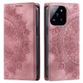 For Xiaomi 14 Pro Totem Embossed Magnetic Leather Phone Case(Rose Gold)