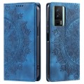 For Xiaomi Redmi K60 / K60 Pro Totem Embossed Magnetic Leather Phone Case(Blue)