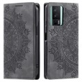 For Xiaomi Redmi K60 / K60 Pro Totem Embossed Magnetic Leather Phone Case(Grey)