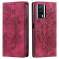 For Xiaomi Redmi K60 / K60 Pro Totem Embossed Magnetic Leather Phone Case(Red)
