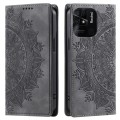 For Xiaomi Redmi 10C 4G Global / 10 India Totem Embossed Magnetic Leather Phone Case(Grey)