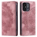 For Xiaomi Redmi 11A 4G Global Totem Embossed Magnetic Leather Phone Case(Rose Gold)